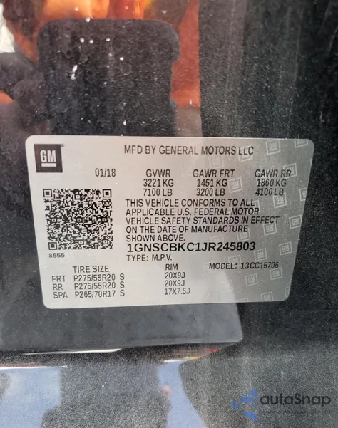 2018 Chevrolet Tahoe C1500 Lt from USA, damaged, VIN 1GNSCBKC1JR245803